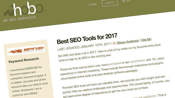 Screenshot of article on Hobo Blog
